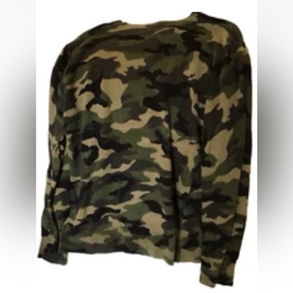 GUESS Linen Blend Green Camouflage Print Sweater Men's Pullover Size M - Picture 2 of 14
